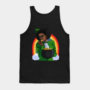 African American Leprechaun St. Patricks Day Tank Top